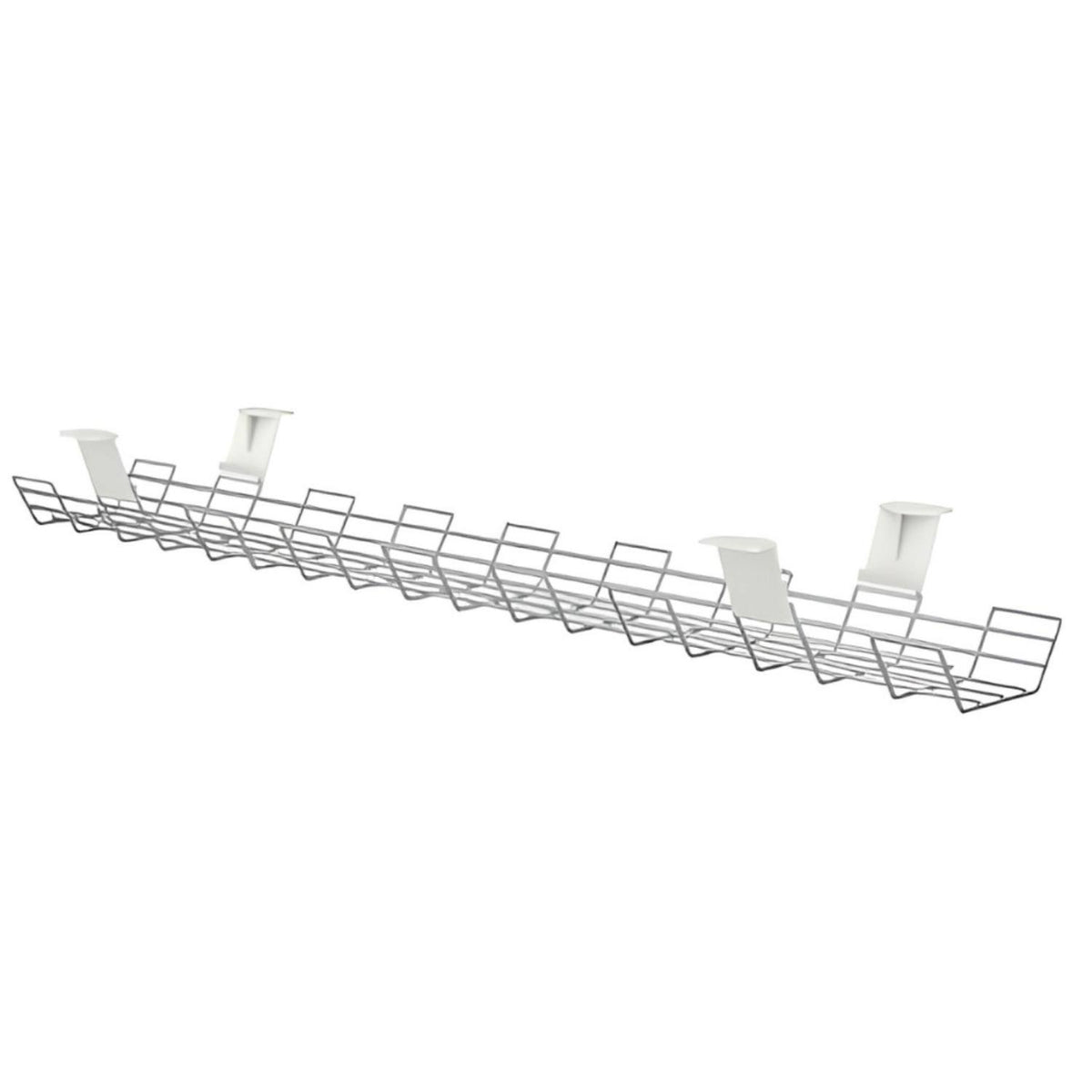 Leap narrow cable basket in silver with desk mounting brackets