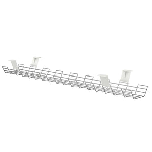 Leap narrow cable basket in silver with desk mounting brackets