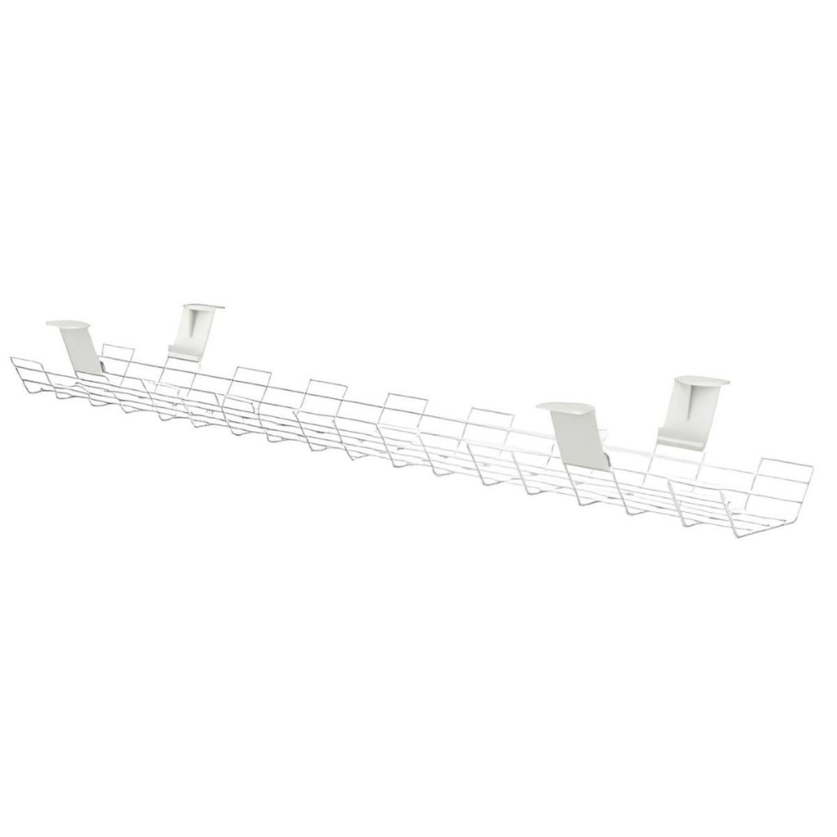 Leap narrow cable basket in white with desk mounting brackets
