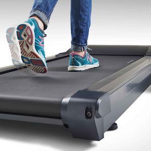 Lifespan TR1200 Pro glowup under desk treadmill in use viewed from rear
