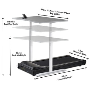 Lifespan TR1200 Treadmill Desk - Desk and Tredmill Dimensions