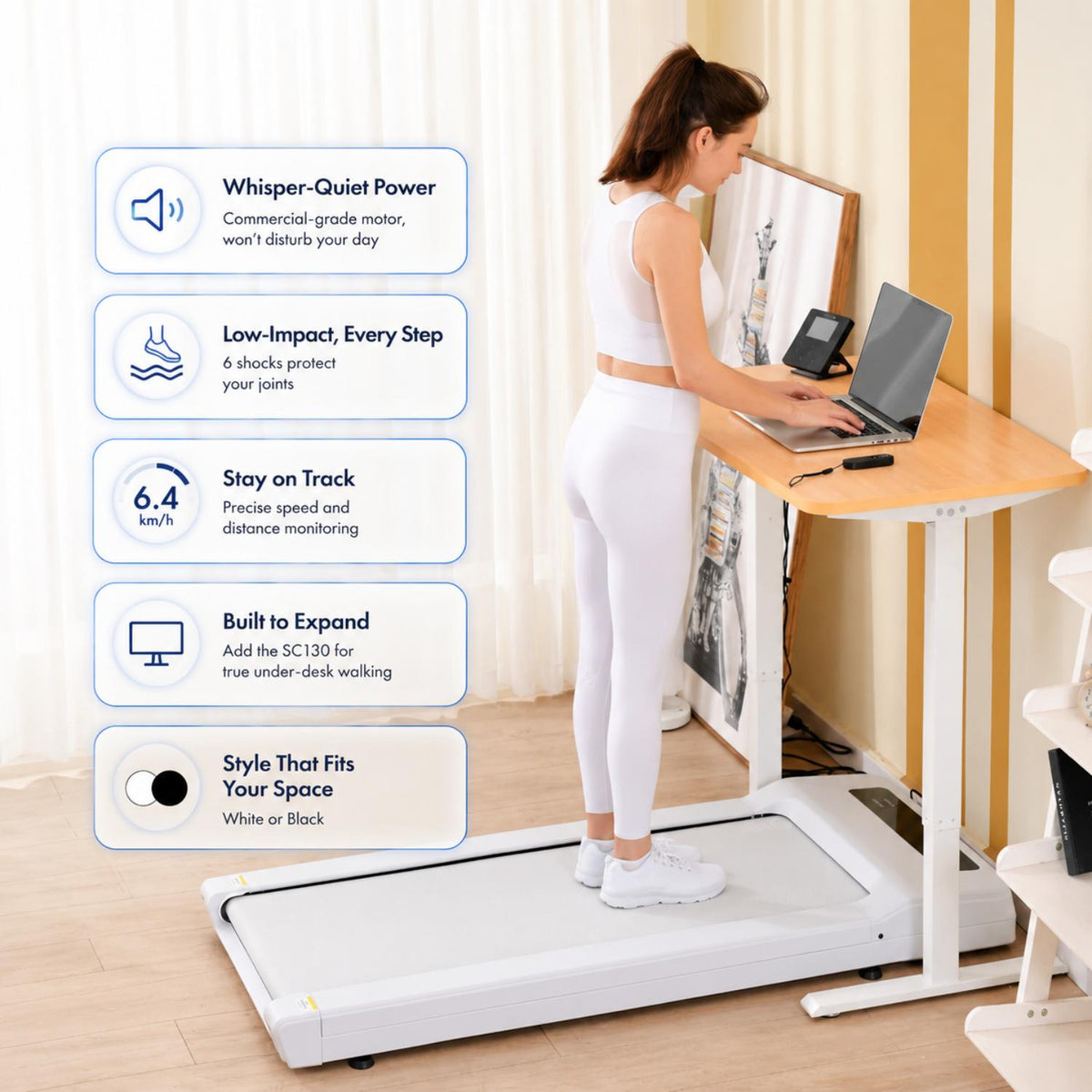 Lifespan TX6 walking pad used as a Lifespan under desk walking pad with a standing desk