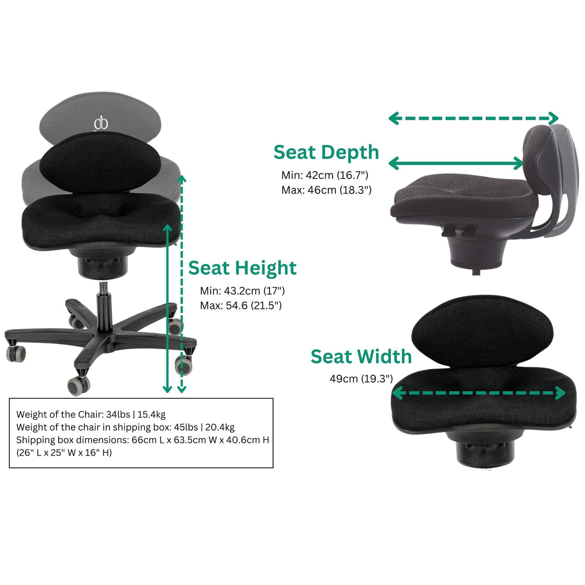 Lite CoreChair - Chair Dimensions Diagram