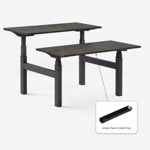 Lower Cable Tray for Standing Desk shown fitted on anthracite frame sit stand desk