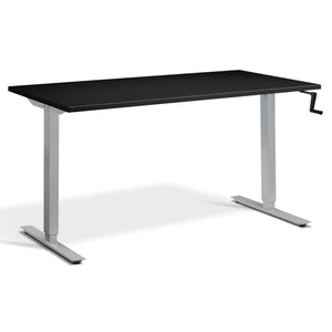 Manual Adjustable Standing Desk - Helix - Silver Frame - Black Top - Studio Image