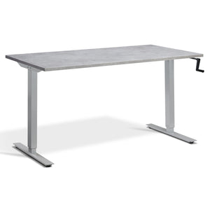 Manual Adjustable Standing Desk - Helix - Silver Frame - Concrete Top - Studio Image