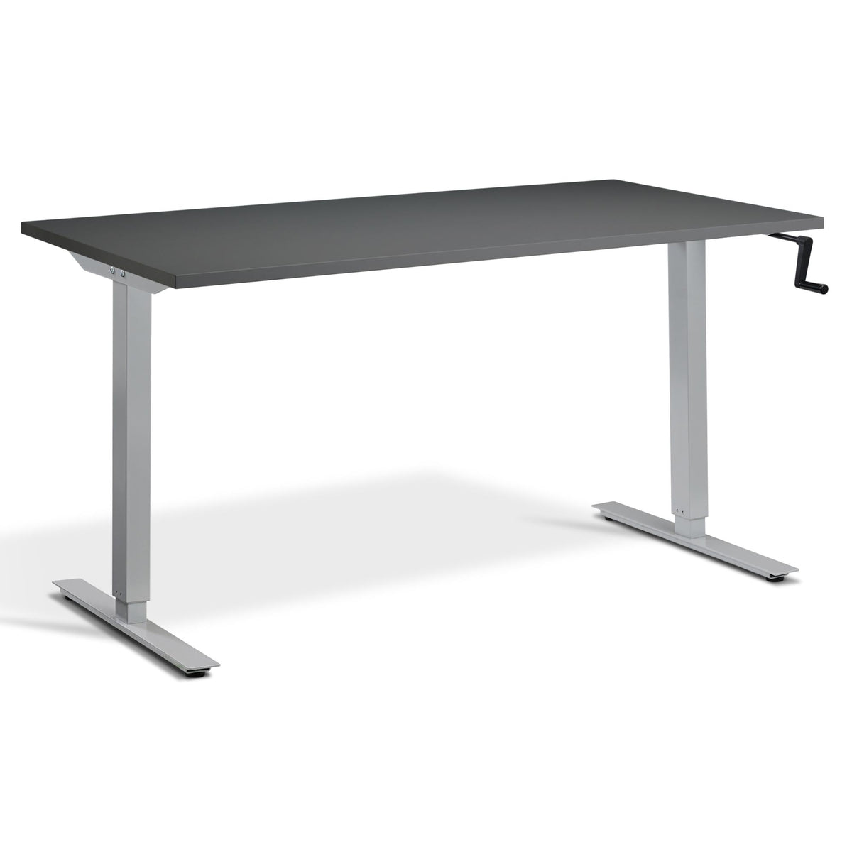 Manual Adjustable Standing Desk - Helix - Silver Frame - Graphite Top - Studio Image