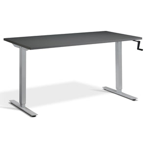 Manual Adjustable Standing Desk - Helix - Silver Frame - Graphite Top - Studio Image