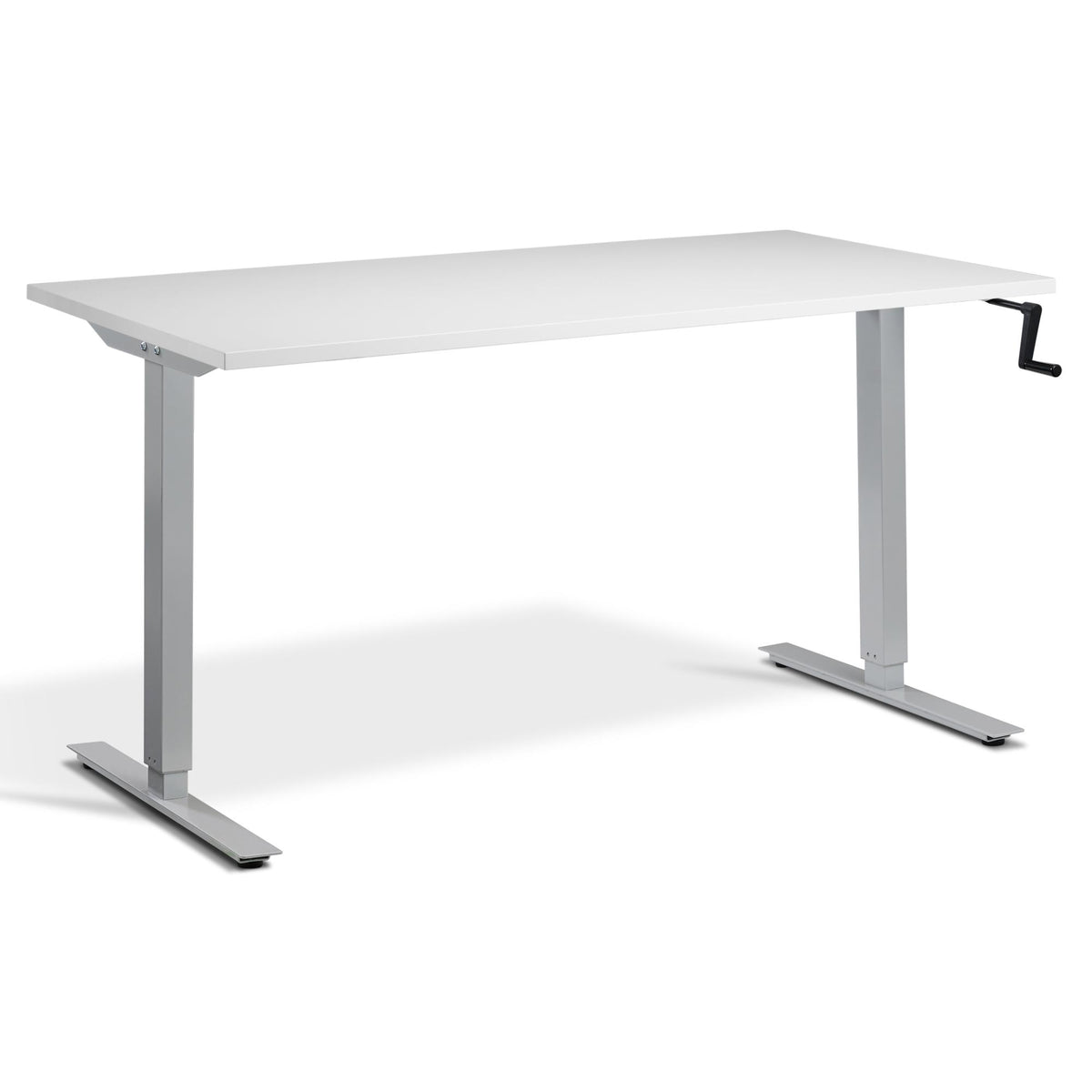 Manual Adjustable Standing Desk - Helix - Silver Frame - Grey Top - Studio Image