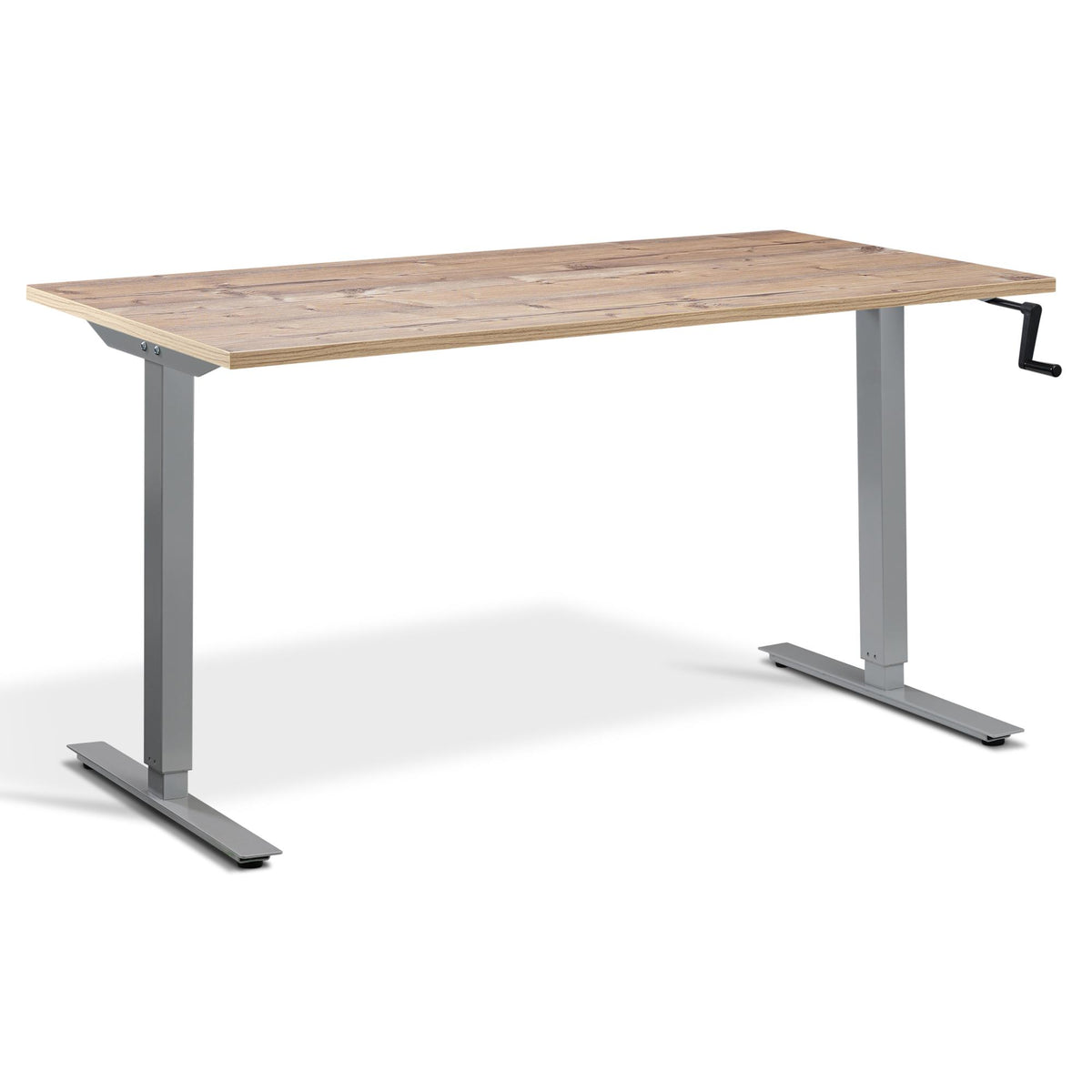 Manual Adjustable Standing Desk - Helix - Silver Frame - Timber Top - Studio Image