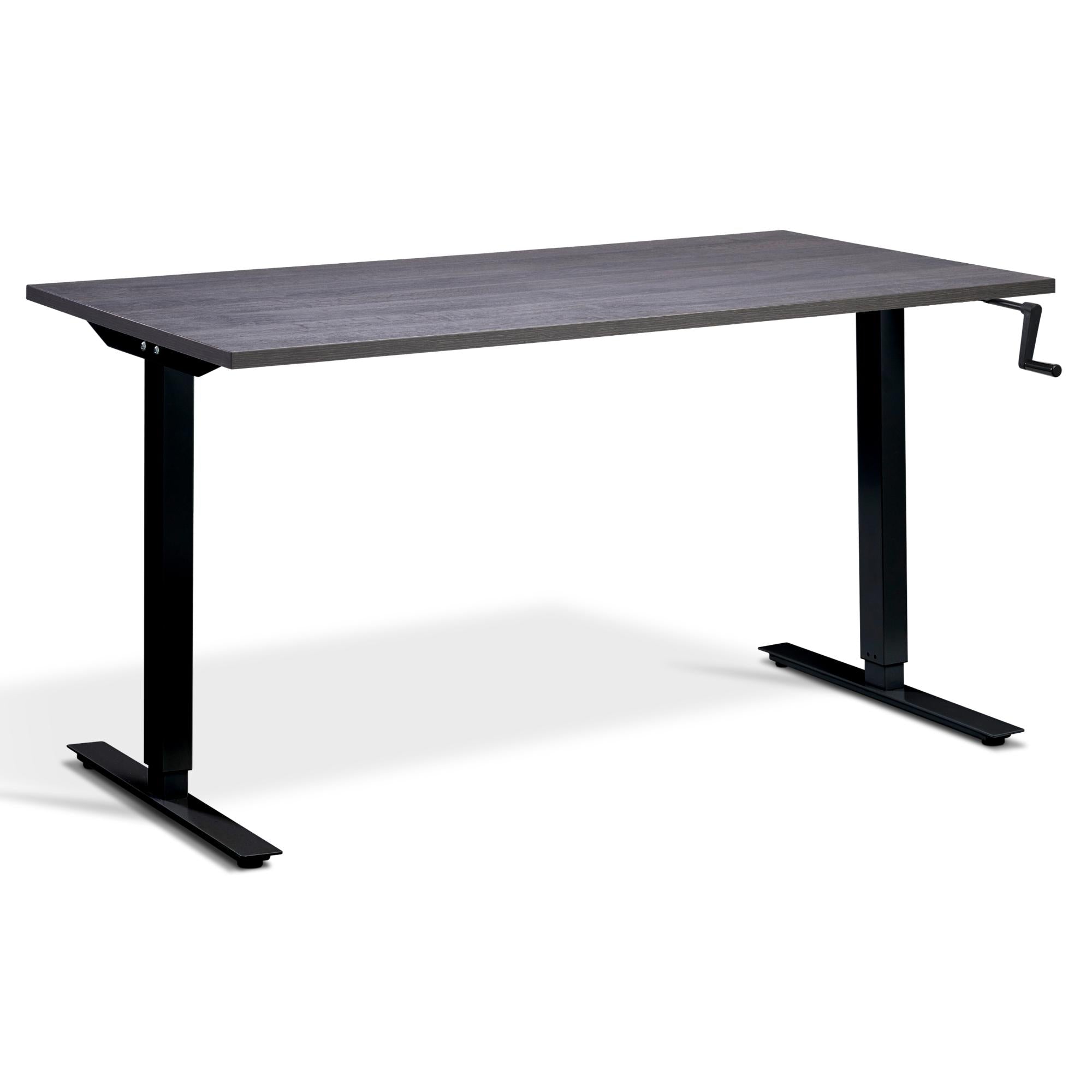 Manual Standing Desk - Helix - Black Frame - Anthracite Sherman Oak Top - Studio Image