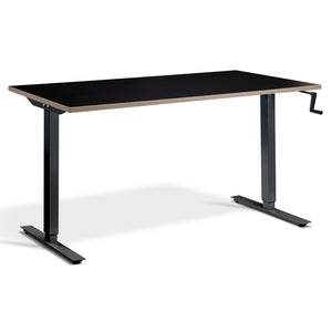 Manual Standing Desk - Helix - Black Frame - Black Ply Edge Top - Studio Image