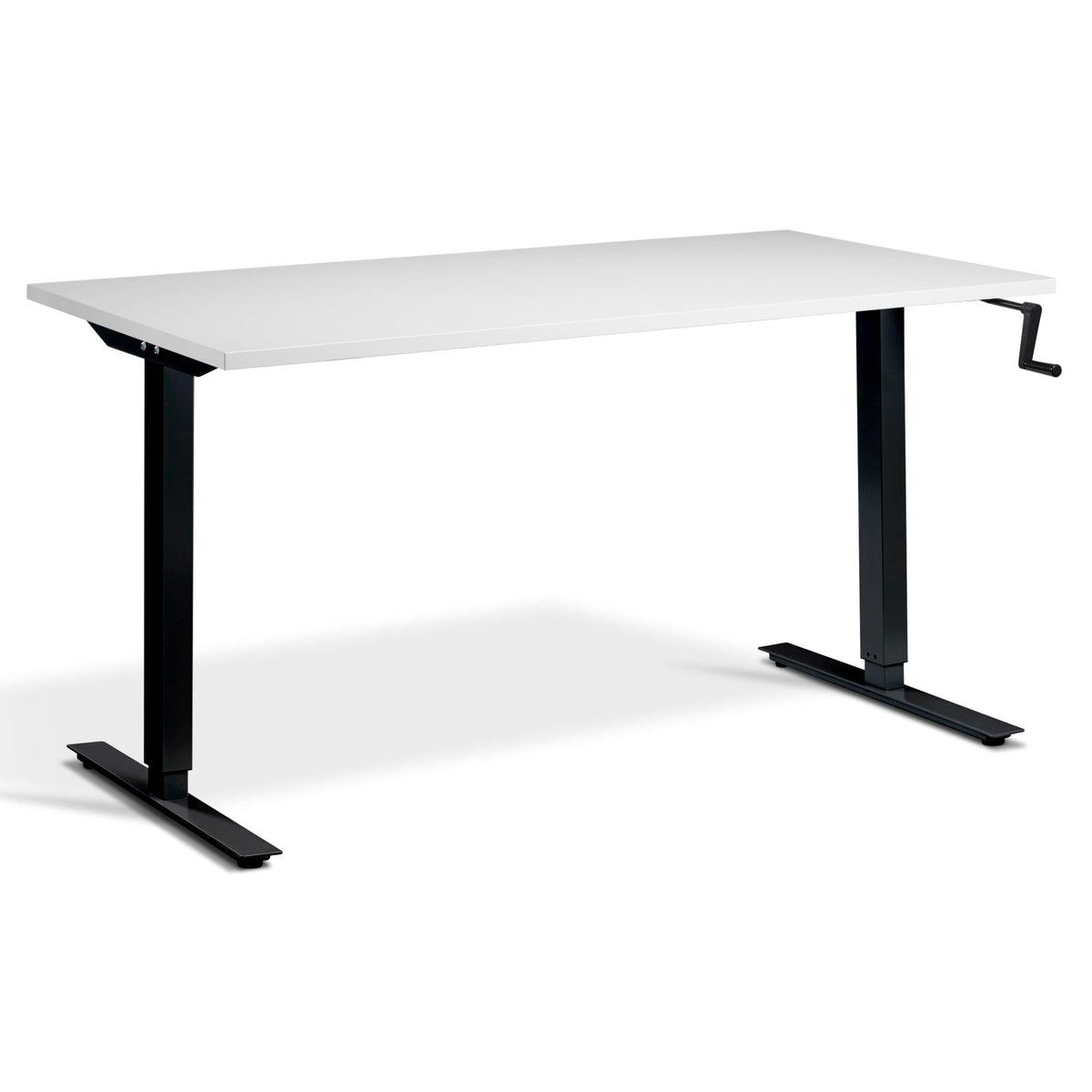 Manual Standing Desk - Helix - Black Frame - Grey Top - Studio Image