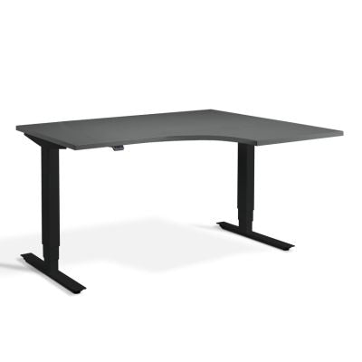 Masta curved standing corner desk with radial graphite top