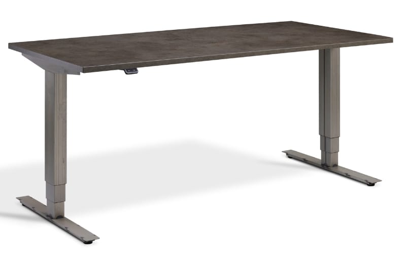 Masta standing desk frame with dark concrete top