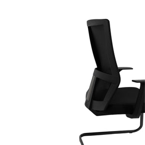 Meeting Room Chair with Arms - Revilo Power Cantilever Chair - Rear and Side View Zoomed - Studio Image