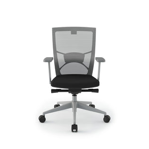 Mesh Office Chair - Influence Task Chair - White Mesh / Grey Base - Front View without Headrest