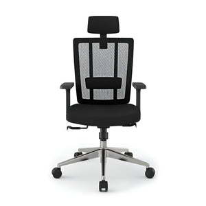 Mesh Task Chair - Grace - Black Mesh / Aluminium Base - Front View