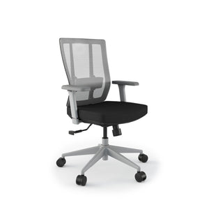 Mesh Task Chair - Grace - White Mesh / Grey Base - Front Right View without Headrest