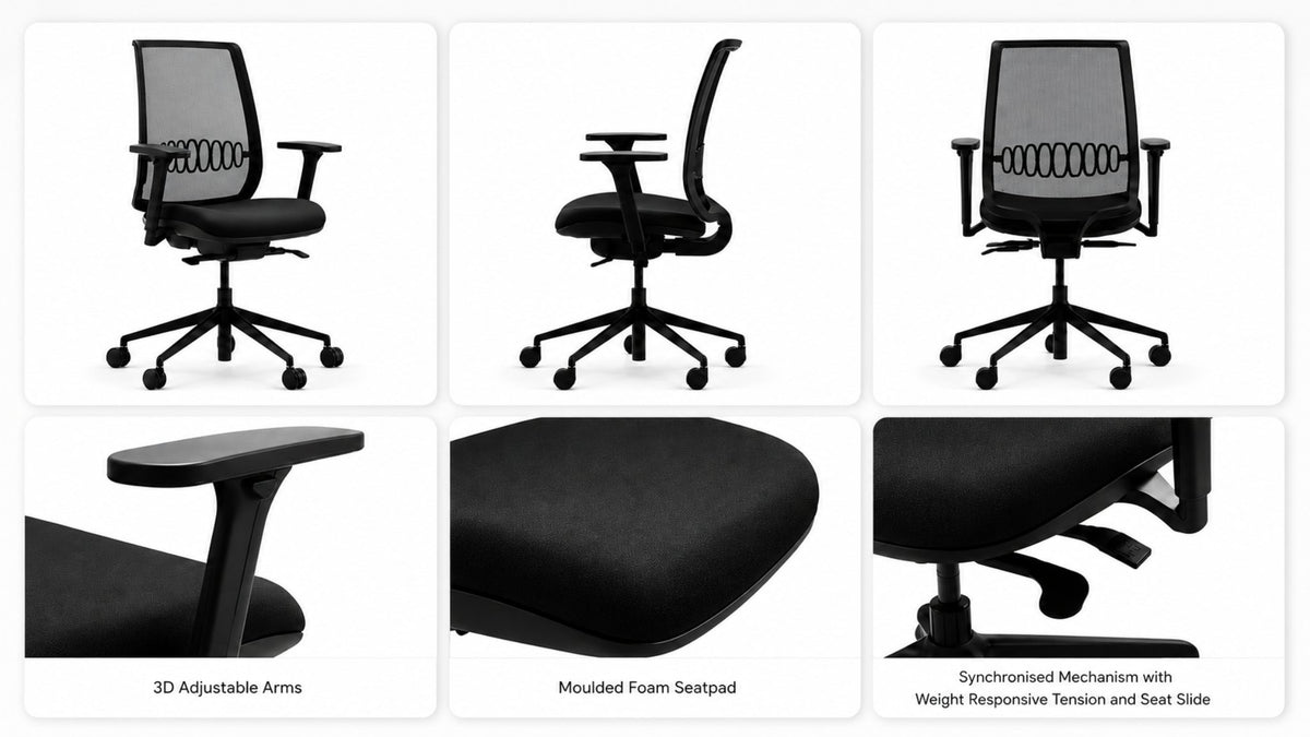 Mesh back office chair features shown