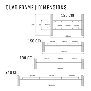 Metal Desk Frame - Dimensions