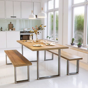 Metal Desk Legs - Raw Steel - 71cm x 58cm - Dining Table Setup