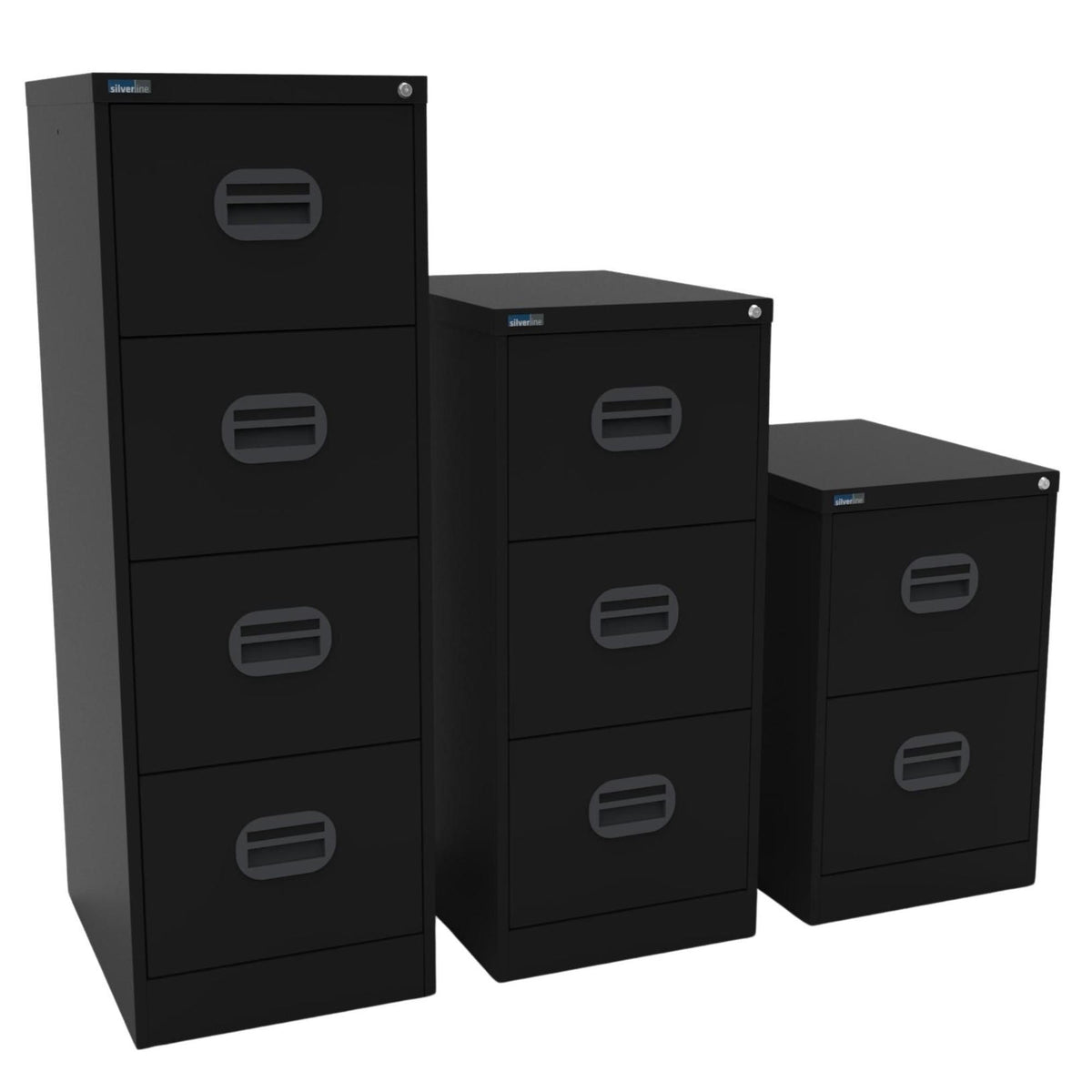 Metal Filing Cabinet - Revilo - 2, 3 and 4 Drawers - Black - Studio Image