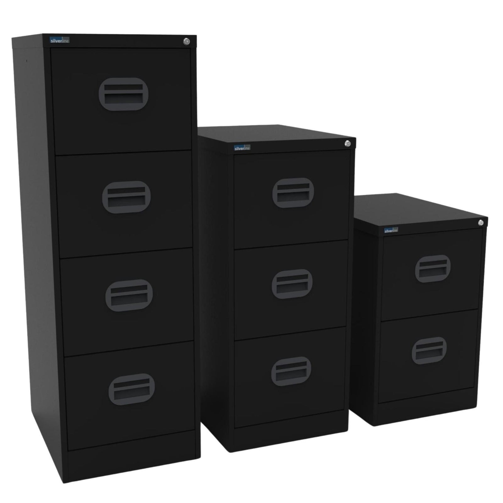 Metal Filing Cabinet - Revilo - 2, 3 and 4 Drawers - Black - Studio Image