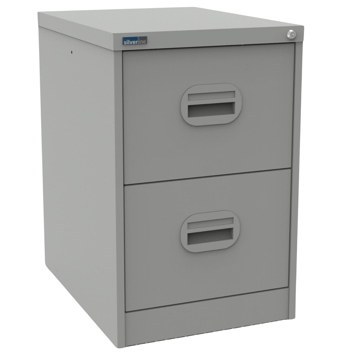 Metal Filing Cabinet - Revilo - 2 Drawer - Light Grey - Studio Image