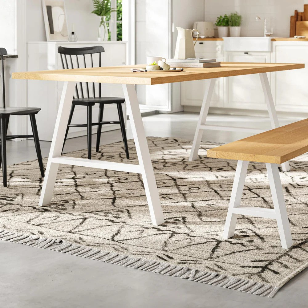 Metal table legs- A Frame Legs - White - 71cm x 78cm Industrial Legs Close up view - Dining Table Setup