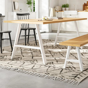 Metal table legs- A Frame Legs - White - 71cm x 78cm Industrial Legs Close up view - Dining Table Setup