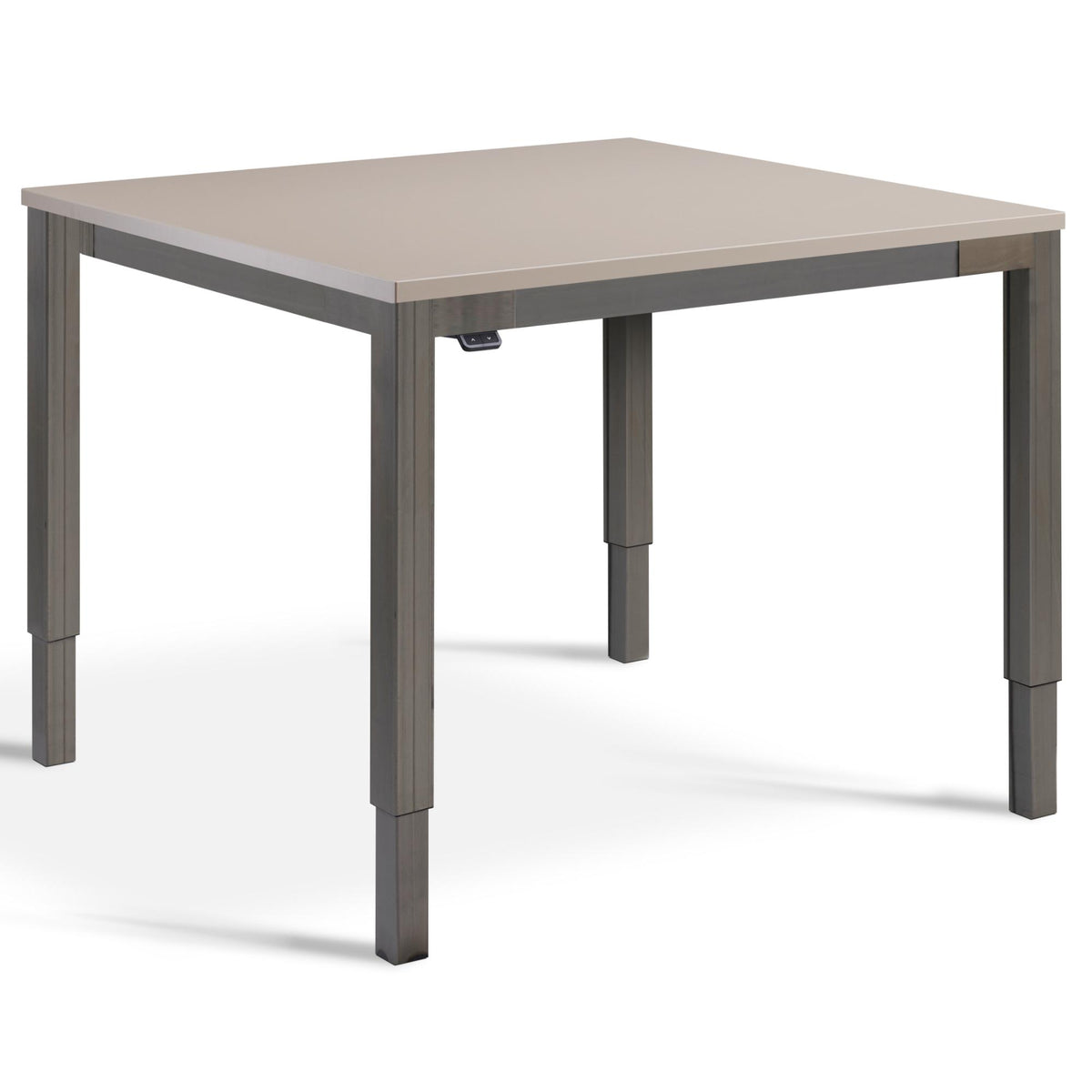 Mini Adjustable Meeting Table - Altura Mini - Raw Steel Frame - Stone Top