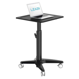 Mobile Standing Desk - Side View with Laptop - Black Colour