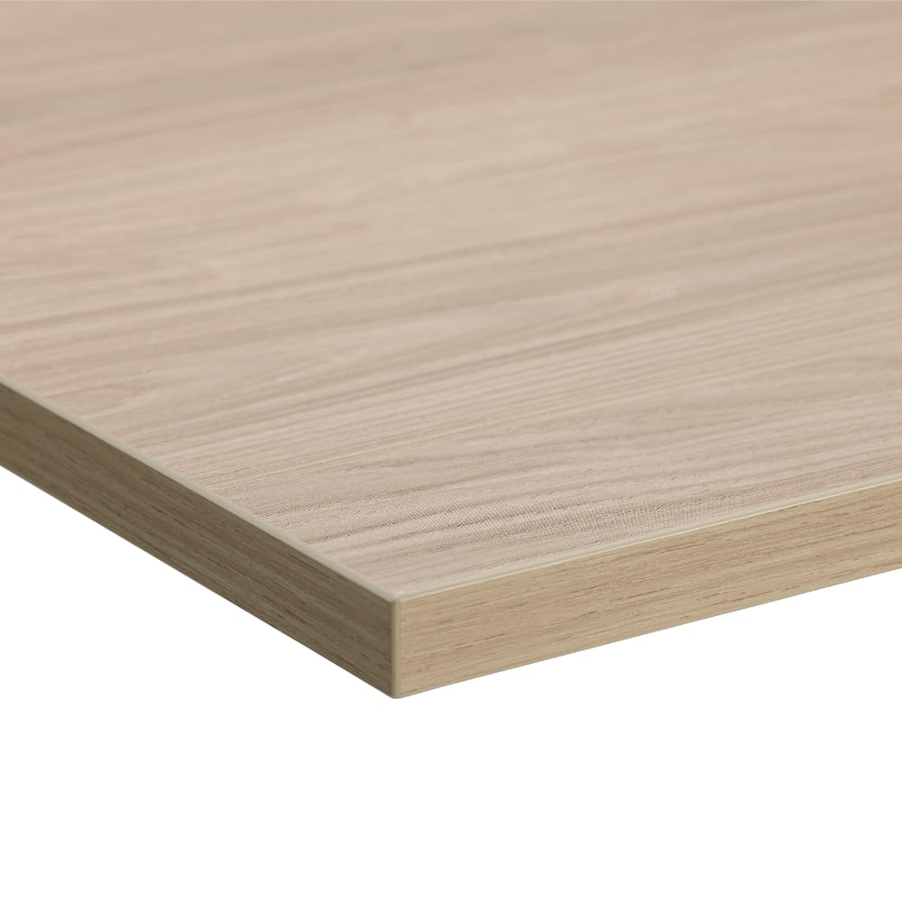 200cm desk top in natural oak finish viewed from corner