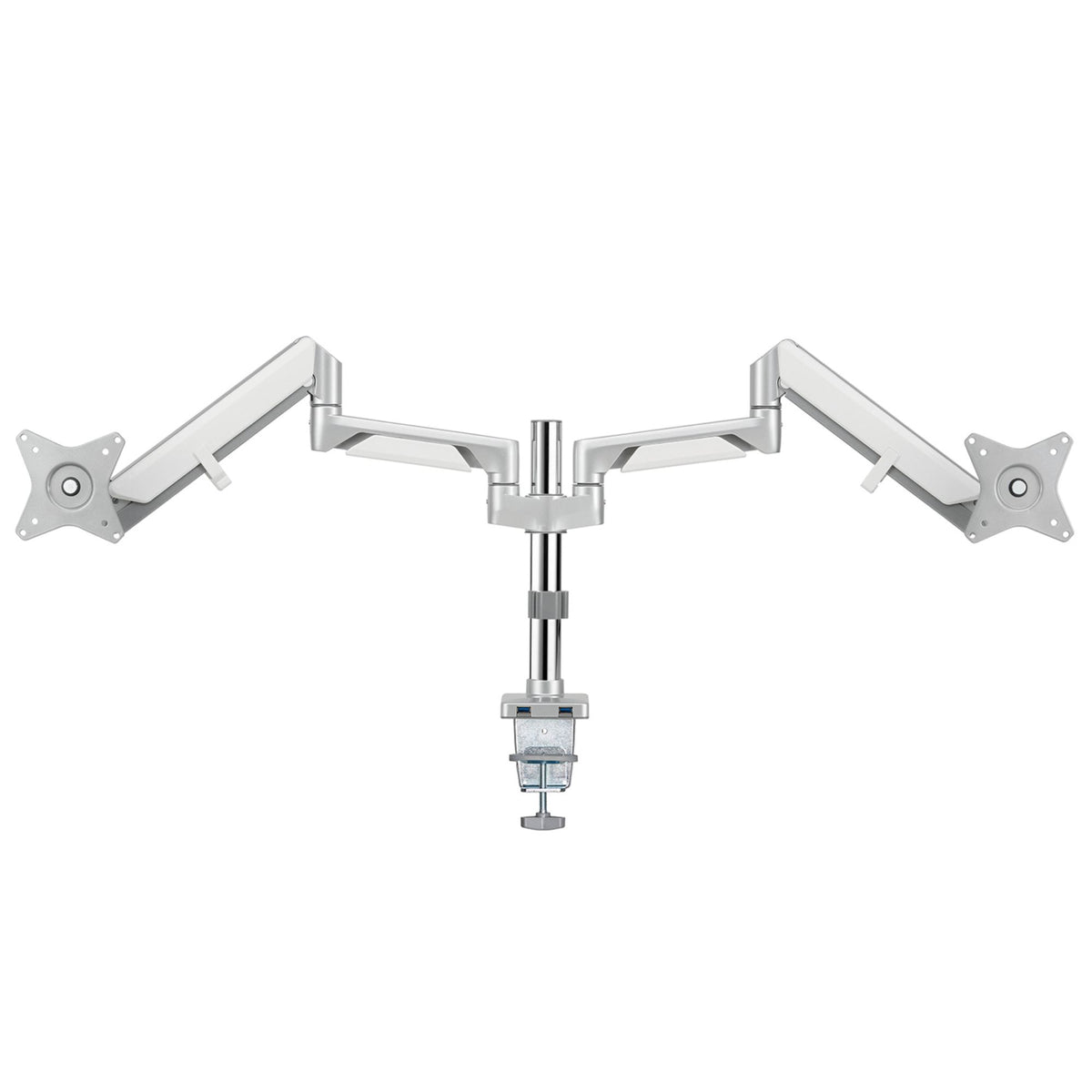 Novara Dual Monitor Stand - Silver - Front View - Studio Image