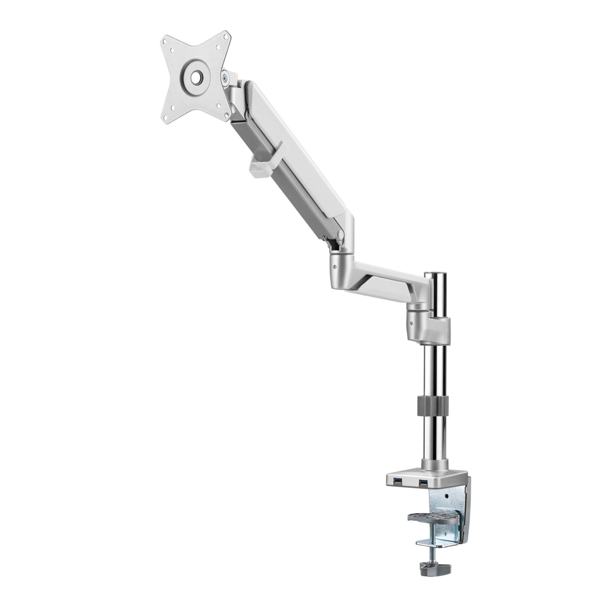 Novara Single Monitor Stand - Silver - Right Side View - Studio Image