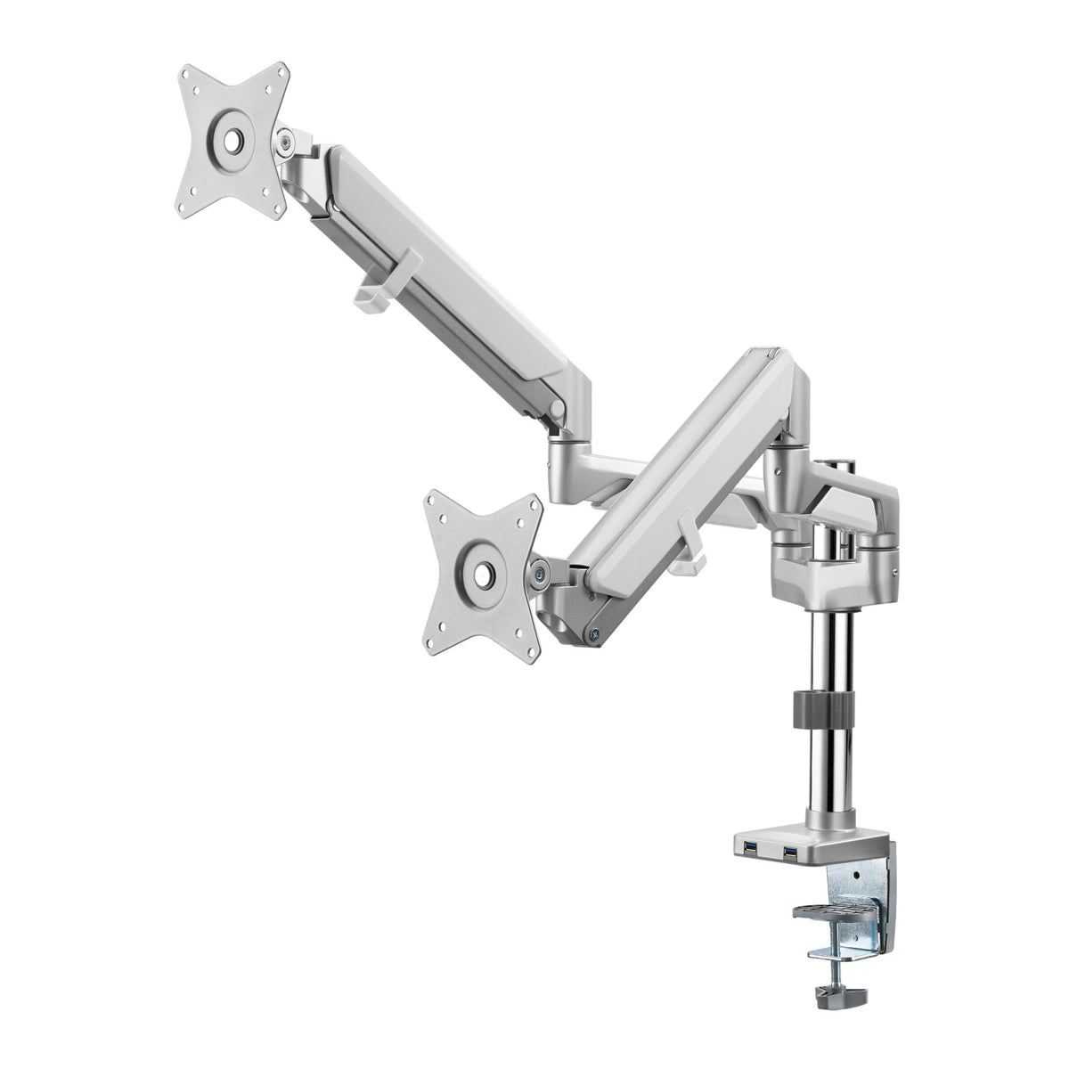 Novara Twin Monitor Arm - Silver - Adjustable Positioning of the arms shown