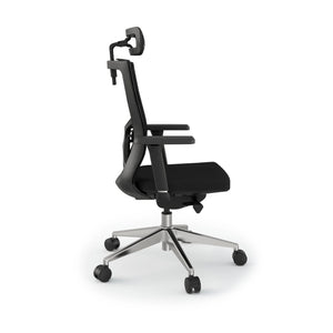 Office Chair Mesh - Influence Task Chair - Black Mesh / Aluminium Base - Side View Flipped