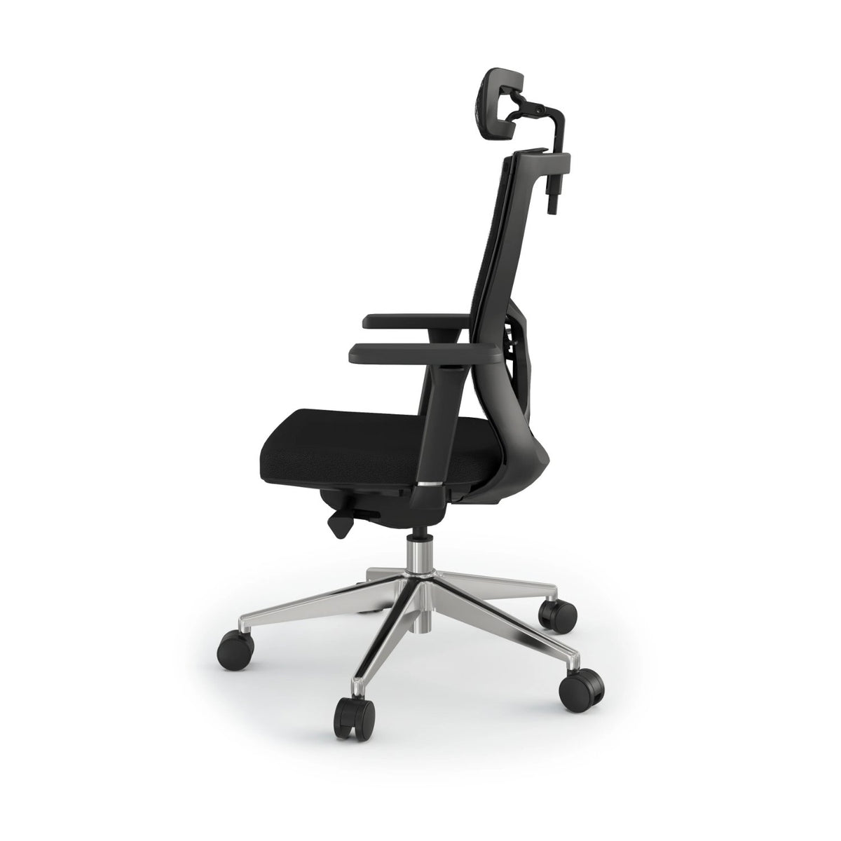 Office Chair Mesh - Influence Task Chair - Black Mesh / Aluminium Base - Side View