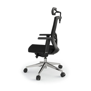 Office Chair Mesh - Influence Task Chair - Black Mesh / Aluminium Base - Side View