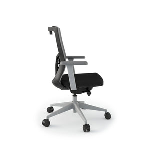 Office Chair Mesh - Influence Task Chair - White Mesh / Grey Base - Side View without Headrest