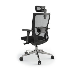 Office Mesh Chair - Influence Task Chair - Black Mesh / Aluminium Base - Rear View Flipped