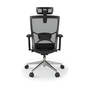 Office Mesh Chair - Influence Task Chair - Black Mesh / Aluminium Base - Rear View