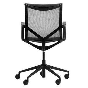 Office conference chair – straight rear view showing mesh backrest and five-star base