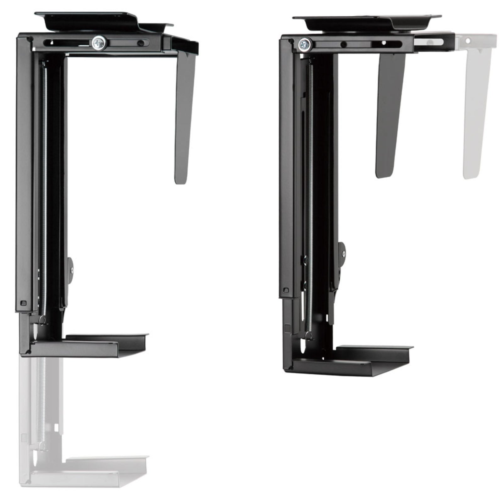 PC Under Desk Mount - Black Colour - Height Adjustment Shown