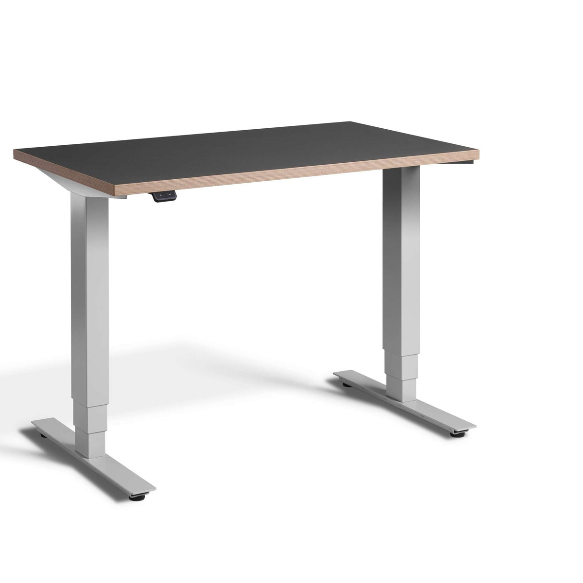 standing desk 80cm wide: pacto graphite ply edge top & silver frame