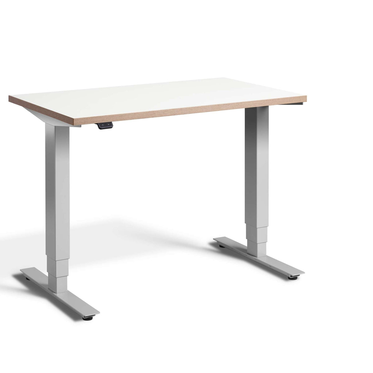standing desk 80cm wide: pacto white ply edge top & silver frame