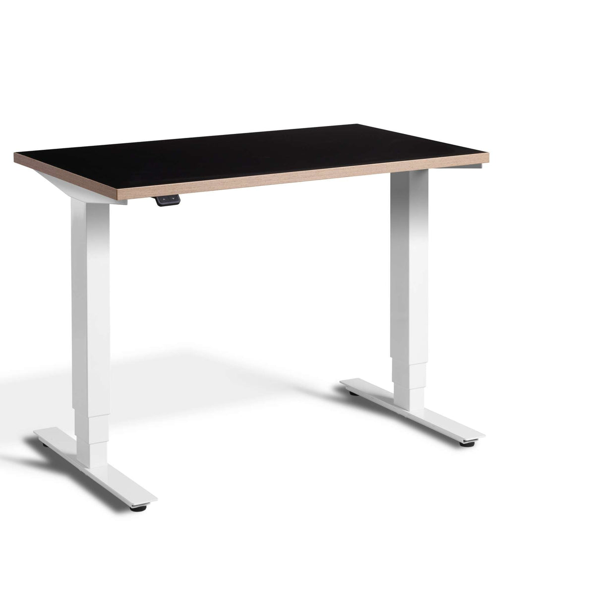 standing desk 90cm wide: pacto black ply edge top & white frame