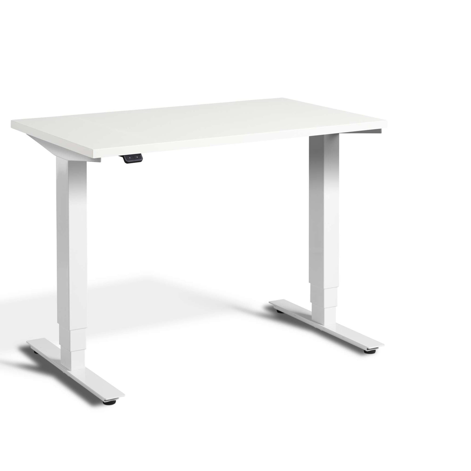 Pacto narrow standing desk with white top and frame - front view