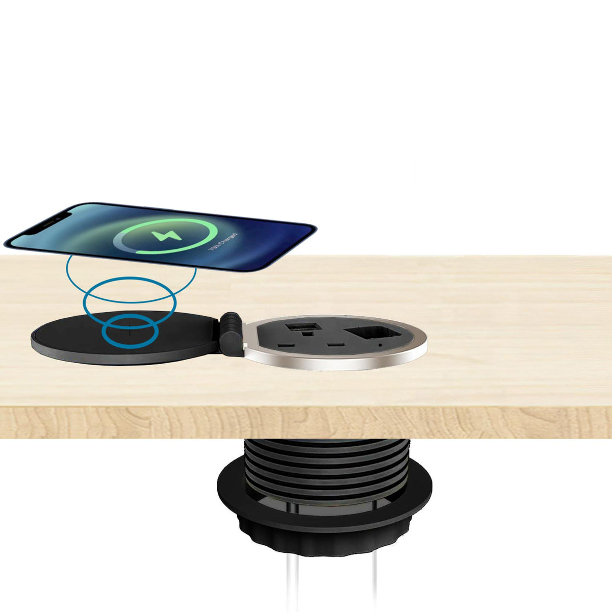 Power Module for Desk - Black Colour - Wireless Charging - ChargePad
